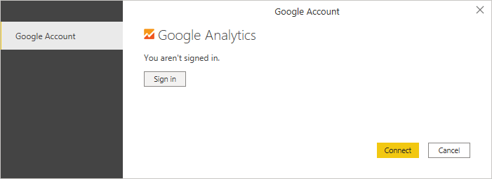 sign in to google analytics account if prompt